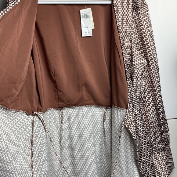 Abercrombie & Fitch Pleated Front Wrap Curve Front Long Sleeve Dress Sz Large P - Picture 12 of 17